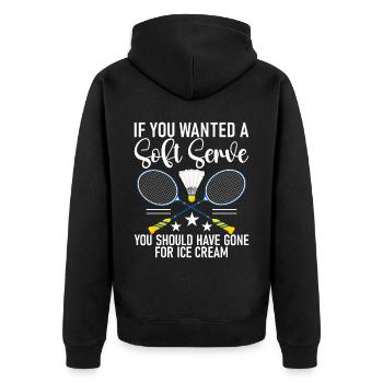 Badminton Lustiger Spruch Herren Badminton Design - Unisex Premium Bio Zip Hoodie - Schwarz - Hinten - Nico (187cm)