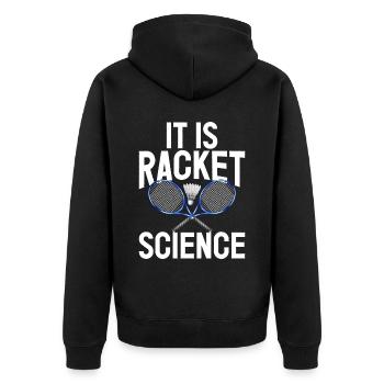 Badminton Lustiger Spruch Herren Badminton Design - Unisex Premium Bio Zip Hoodie - Schwarz - Hinten - Nico (187cm)