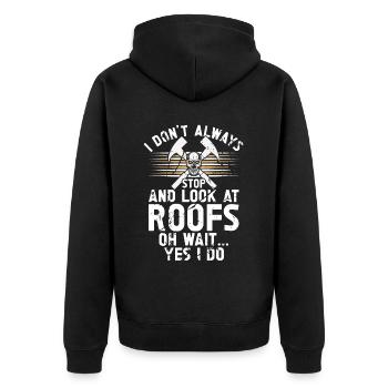 Roofer -Roof house repairs - Unisex Premium Organic Zip Hoodie - black - Back - Nico (187cm)