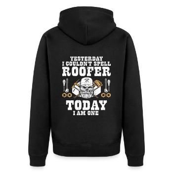 Dachdecker -Dachhäuser Reparaturen - Unisex Premium Bio Zip Hoodie - Schwarz - Hinten - Nico (187cm)