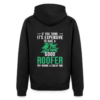 Dachdecker -Dachhäuser Reparaturen - Unisex Premium Bio Zip Hoodie - Schwarz - Hinten - Nico (187cm)