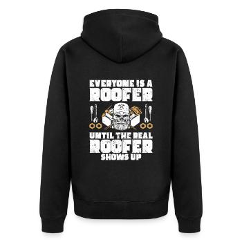 Dachdecker -Dachhäuser Reparaturen - Unisex Premium Bio Zip Hoodie - Schwarz - Hinten - Nico (187cm)