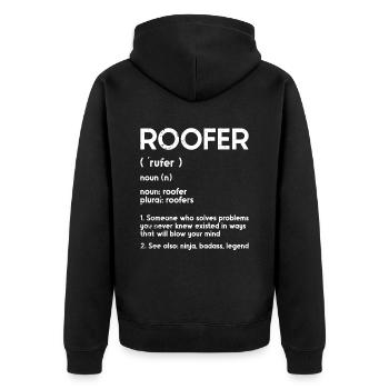 Dachdecker -Dachhäuser Reparaturen - Unisex Premium Bio Zip Hoodie - Schwarz - Hinten - Nico (187cm)