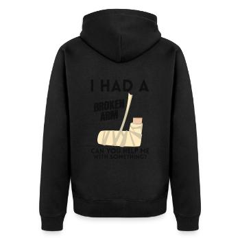 Knochen Ellbogen Hand Handgelenk Verletzung Ich - Unisex Premium Bio Zip Hoodie - Schwarz - Hinten - Nico (187cm)