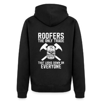 Roofer -Roof house repairs - Unisex Premium Organic Zip Hoodie - black - Back - Nico (187cm)