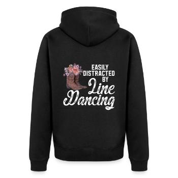 Line Dancing Cowboy Boots Western - Unisex Premium Bio Zip Hoodie - Schwarz - Hinten - Nico (187cm)