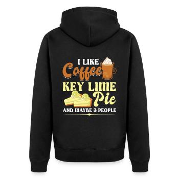 I Like Coffee, Key Lime Pie And Maybe 3 People - Unisex Premium Organic Zip Hoodie - black - Back - Nico (187cm)