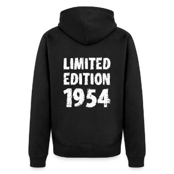 1954 édition limitée cadeau d’anniversaire femme mari - Veste à capuche bio Premium Unisexe - noir - Dos - Nico (187cm)