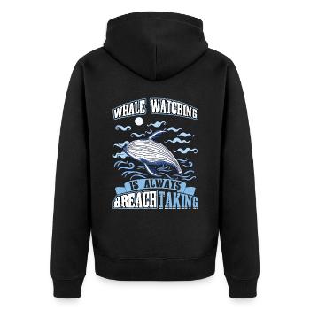 Whale Watching Is Always BREACHtaking - Unisex Premium Bio Zip Hoodie - Schwarz - Hinten - Nico (187cm)