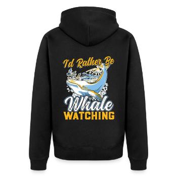 I'd Rather Be Whale Watching - Unisex Premium Bio Zip Hoodie - Schwarz - Hinten - Nico (187cm)