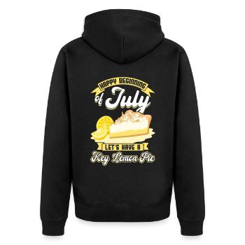 Happy Beginning Of July Let's Have A Key Lemon Pie - Unisex Premium Organic Zip Hoodie - black - Back - Nico (187cm)