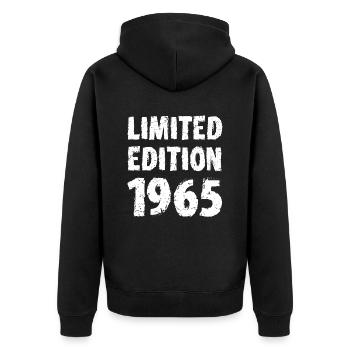 1965 édition limitée anniversaire cadeau femme mari - Veste à capuche bio Premium Unisexe - noir - Dos - Nico (187cm)