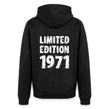 1971 édition limitée anniversaire cadeau femme mari - Veste à capuche bio Premium Unisexe - noir - Dos - Nico (187cm)