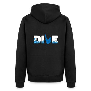 Turmspringen Turmspringer - Unisex Premium Bio Zip Hoodie - Schwarz - Hinten - Nico (187cm)