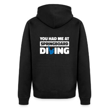 Turmspringen Turmspringer Humor - Unisex Premium Bio Zip Hoodie - Schwarz - Hinten - Nico (187cm)