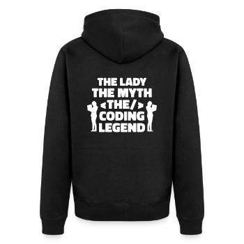 Entwickler Coder Programmierer Dame - Unisex Premium Bio Zip Hoodie - Schwarz - Hinten - Nico (187cm)