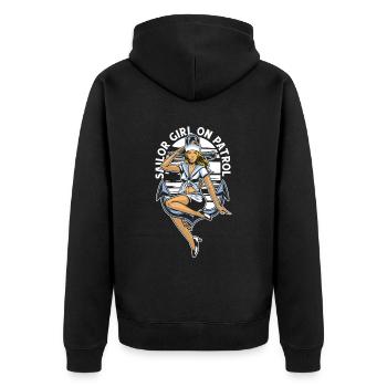 Segeln Segler Segelboot Mädchen - Unisex Premium Bio Zip Hoodie - Schwarz - Hinten - Nico (187cm)