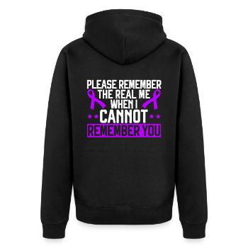 Démence Je porte la conscience de la maladie d’Alzheimer violette - Veste à capuche bio Premium Unisexe - noir - Dos - Nico (187cm)
