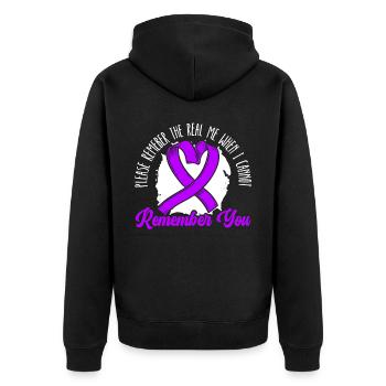 Démence Je porte la conscience de la maladie d’Alzheimer violette - Veste à capuche bio Premium Unisexe - noir - Dos - Nico (187cm)