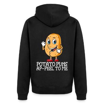 Potato Puns Ap-peel To Me Potato Lover Fries - Unisex Premium Organic Zip Hoodie - black - Back - Nico (187cm)