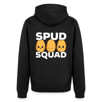 Spud Squad Foodie Potato Lover Fries Potatoes - Unisex Premium Organic Zip Hoodie - black - Back - Nico (187cm)