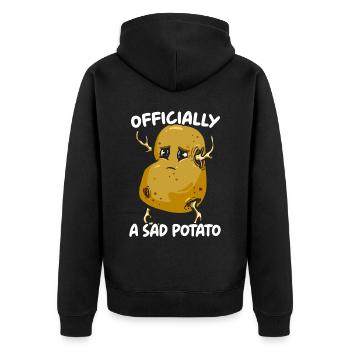 Officially A Sad Potato Foodie Fries Potatoes - Unisex Premium Organic Zip Hoodie - black - Back - Nico (187cm)