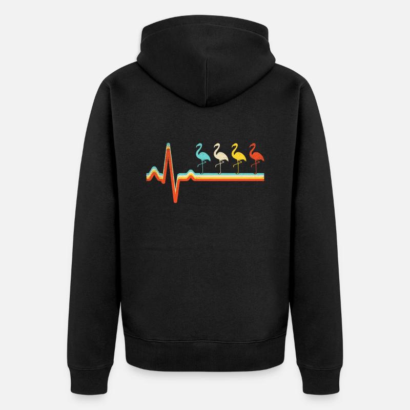 Flamingo Retro Heartbeat - Veste à capuche bio Premium Unisexe - noir