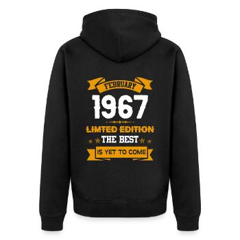 Februar 1967 Geburtstagsgeschenk - Unisex Premium Bio Zip Hoodie - Schwarz - Hinten - Nico (187cm)
