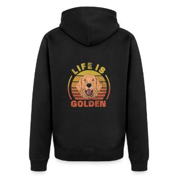 Golden Retriever - Unisex Premium Bio Zip Hoodie - Schwarz - Hinten - Nico (187cm)
