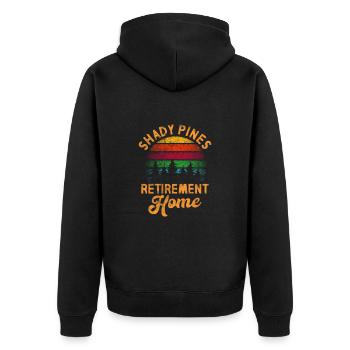 Retirement Camping - Unisex Premium Organic Zip Hoodie - black - Back - Nico (187cm)
