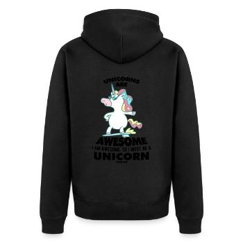 Les licornes sont géniales Je suis génial - Veste à capuche bio Premium Unisexe - noir - Dos - Nico (187cm)