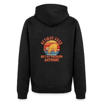 Retirement - Unisex Premium Organic Zip Hoodie - black - Back - Nico (187cm)