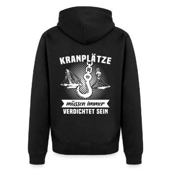 Kranführer Kran Kranfahrer - Unisex Premium Bio Zip Hoodie - Schwarz - Hinten - Nico (187cm)