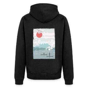 Cherry Blossoms Fuji Cherry Tree Japan Natural - Unisex Premium Organic Zip Hoodie - black - Back - Nico (187cm)