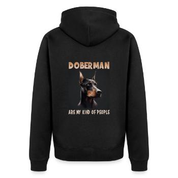 Hunde Spruch Doberman Design für Hundeliebhaber - Unisex Premium Bio Zip Hoodie - Schwarz - Hinten - Nico (187cm)