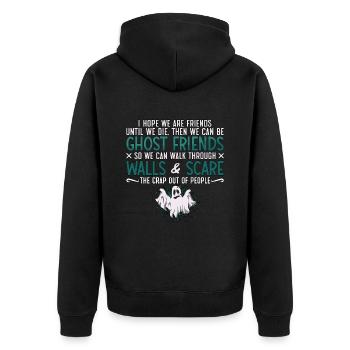 Paranormal Geist Geisterjäger Geisterjagd Geschenk - Unisex Premium Bio Zip Hoodie - Schwarz - Hinten - Nico (187cm)