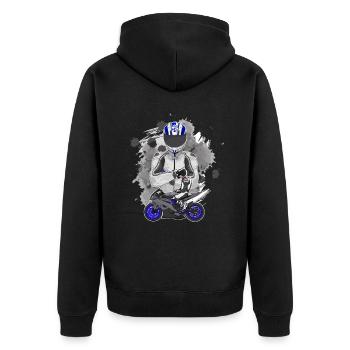 Motorcycle Lifestyle / Motorrad / Motorräder biker - Unisex Premium Bio Zip Hoodie - Schwarz - Hinten - Nico (187cm)