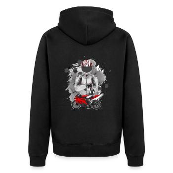 Motorcycle Lifestyle / Motorcycle / Motorcycle biker - Unisex Premium Organic Zip Hoodie - black - Back - Nico (187cm)