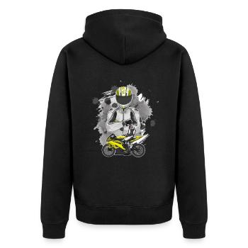 Motorcycle Lifestyle / Motorcycle / Motorcycle biker - Unisex Premium Organic Zip Hoodie - black - Back - Nico (187cm)