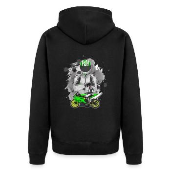 Motorcycle Lifestyle / Motorcycle / Motorcycle biker - Unisex Premium Organic Zip Hoodie - black - Back - Nico (187cm)