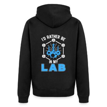 Labor Labortechniker Wissenschaft Chemie Geschenk - Unisex Premium Bio Zip Hoodie - Schwarz - Hinten - Nico (187cm)