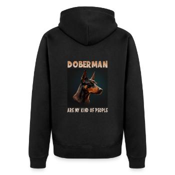 Hunde Spruch Doberman Design für Hundeliebhaber - Unisex Premium Bio Zip Hoodie - Schwarz - Hinten - Nico (187cm)