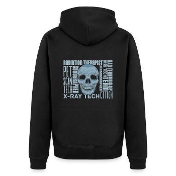 Radiology X-ray Technician Hospital Spruch - Unisex Premium Organic Zip Hoodie - black - Back - Nico (187cm)