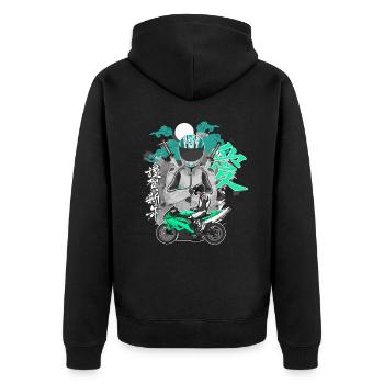 Motorcycle Lifestyle / Motorrad / Motorräder biker - Unisex Premium Bio Zip Hoodie - Schwarz - Hinten - Nico (187cm)