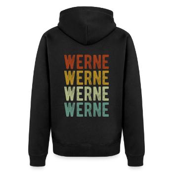 Werne City Rétro Vintage - Veste à capuche bio Premium Unisexe - noir - Dos - Nico (187cm)