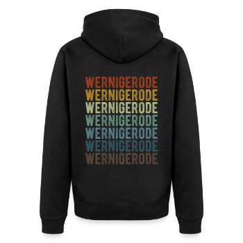 Wernigerode City Retro Vintage - Unisex Premium Organic Zip Hoodie - black - Back - Nico (187cm)
