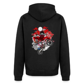 Motocross / Enduro / Freestyle mx / Dirtbike retro - Unisex Premium Organic Zip Hoodie - black - Back - Nico (187cm)
