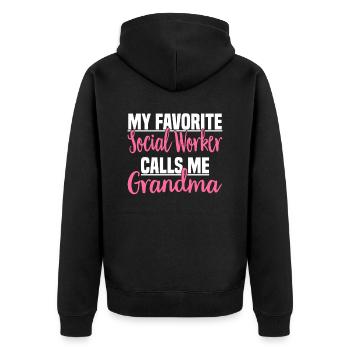 Sozialarbeit Sozialarbeiter Soziale Arbeit Oma - Unisex Premium Bio Zip Hoodie - Schwarz - Hinten - Nico (187cm)