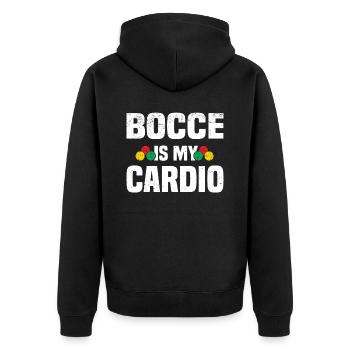 Boccia Petanque Boule Bocciaspieler Lyonnais - Unisex Premium Bio Zip Hoodie - Schwarz - Hinten - Nico (187cm)