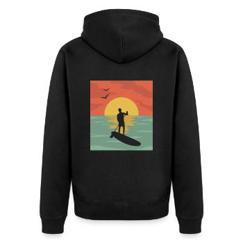 SUP Vintage Stand Up Paddle Rétro - Veste à capuche bio Premium Unisexe - noir - Dos - Nico (187cm)